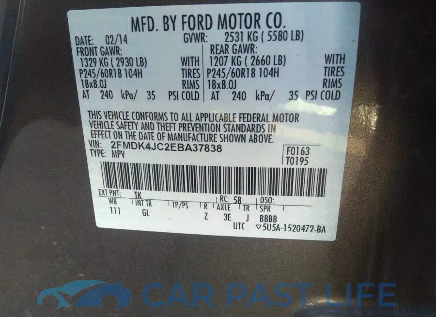 2FMDK4JC2EBA37838# 9