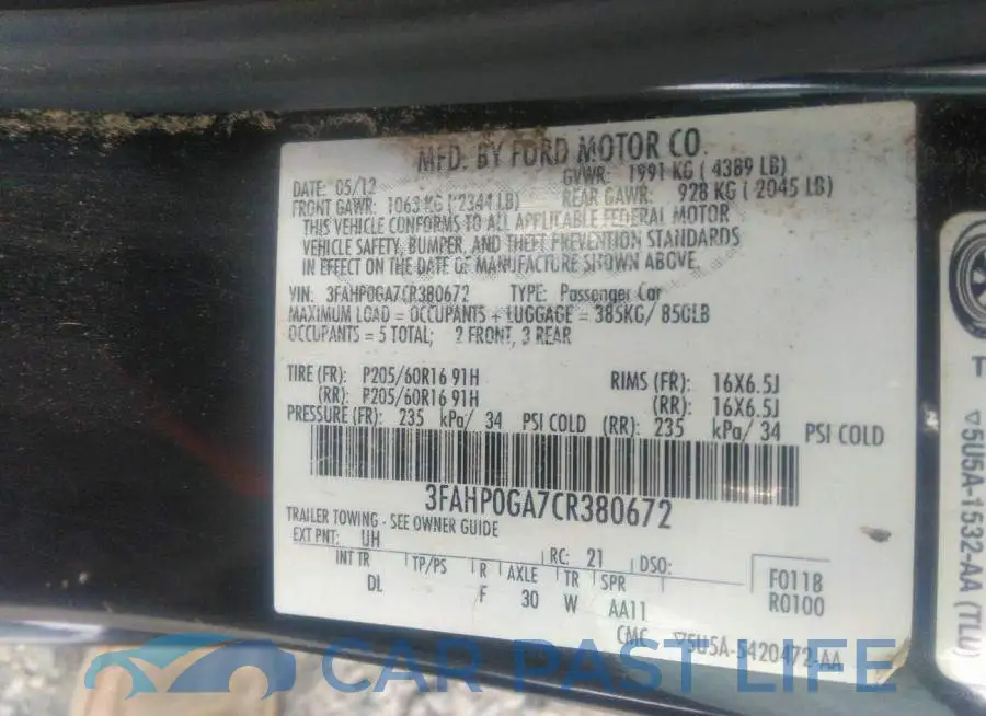 3FAHP0GA7CR380672# 9