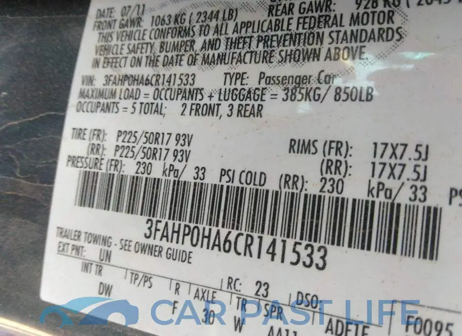 3FAHP0HA6CR141533# 9