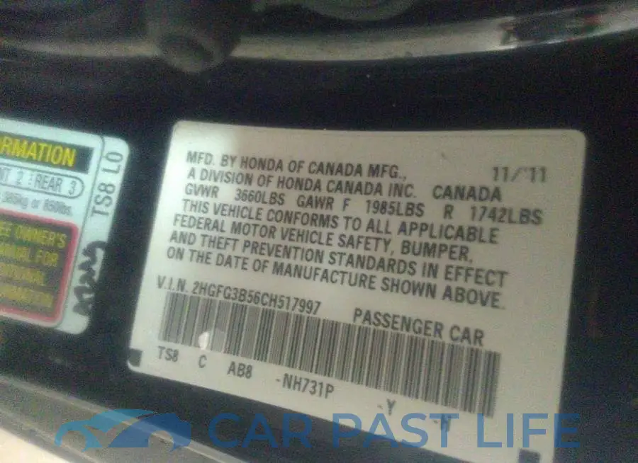 2HGFG3B56CH517997# 9