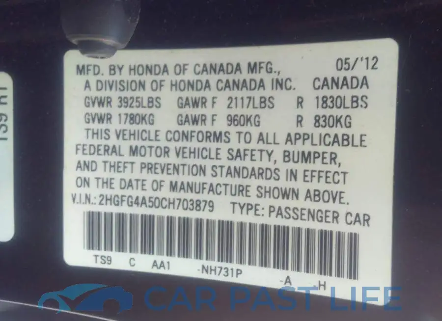 2HGFG4A50CH703879# 9