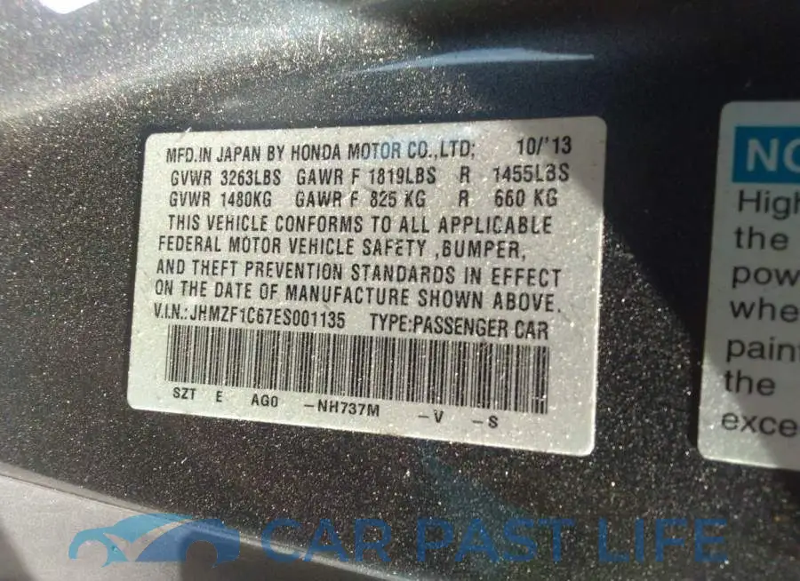 JHMZF1C67ES001135# 9
