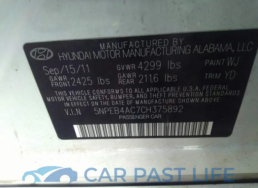 5NPEB4AC7CH375892# 9