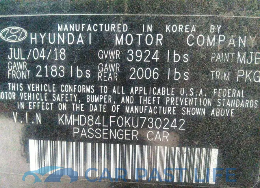 KMHD84LF0KU730242# 9