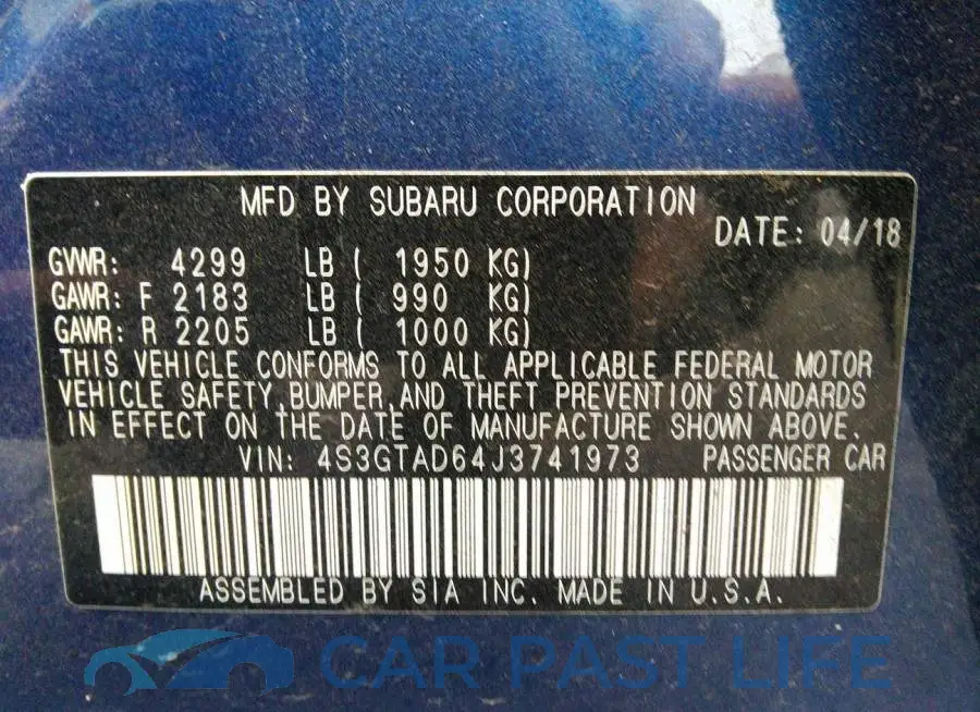 4S3GTAD64J3741973# 9