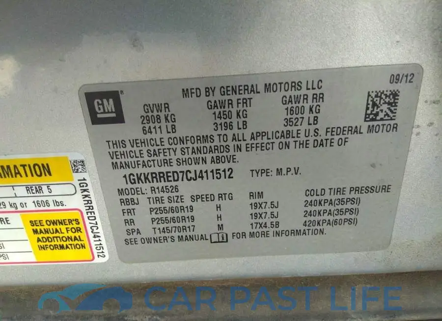 1GKKRRED7CJ411512# 9
