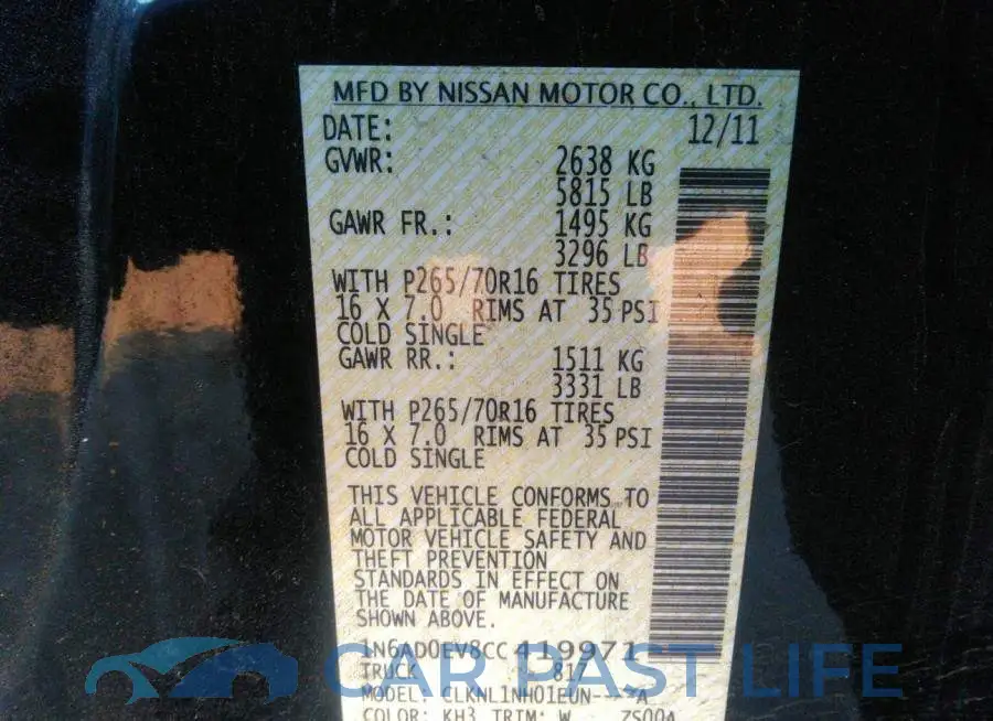 1N6AD0EV8CC419971# 9