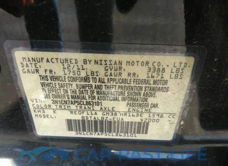3N1CN7AP5CL863101# 9