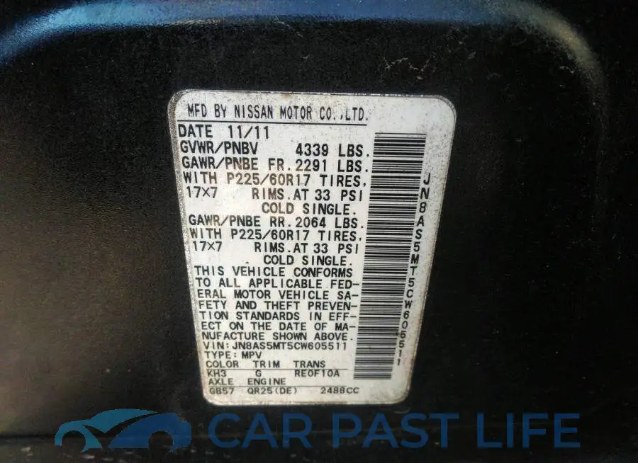 JN8AS5MT5CW605511# 9