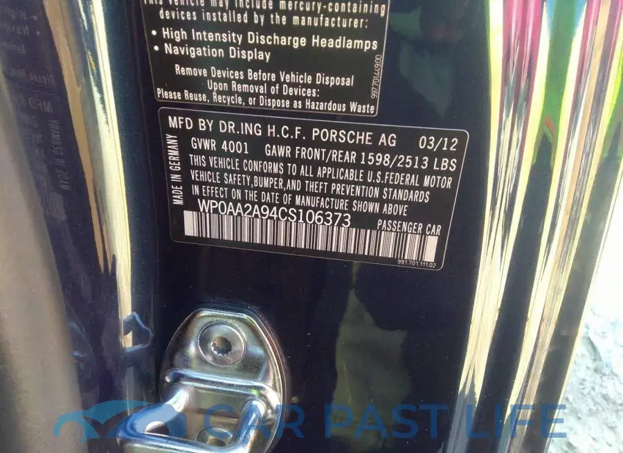 WP0AA2A94CS106373# 9