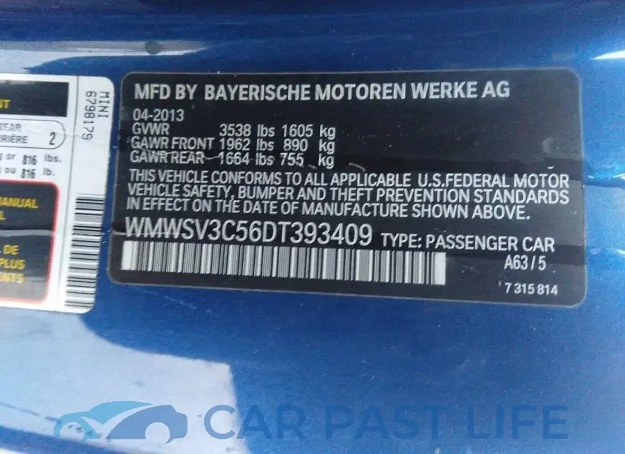 WMWSV3C56DT393409# 9