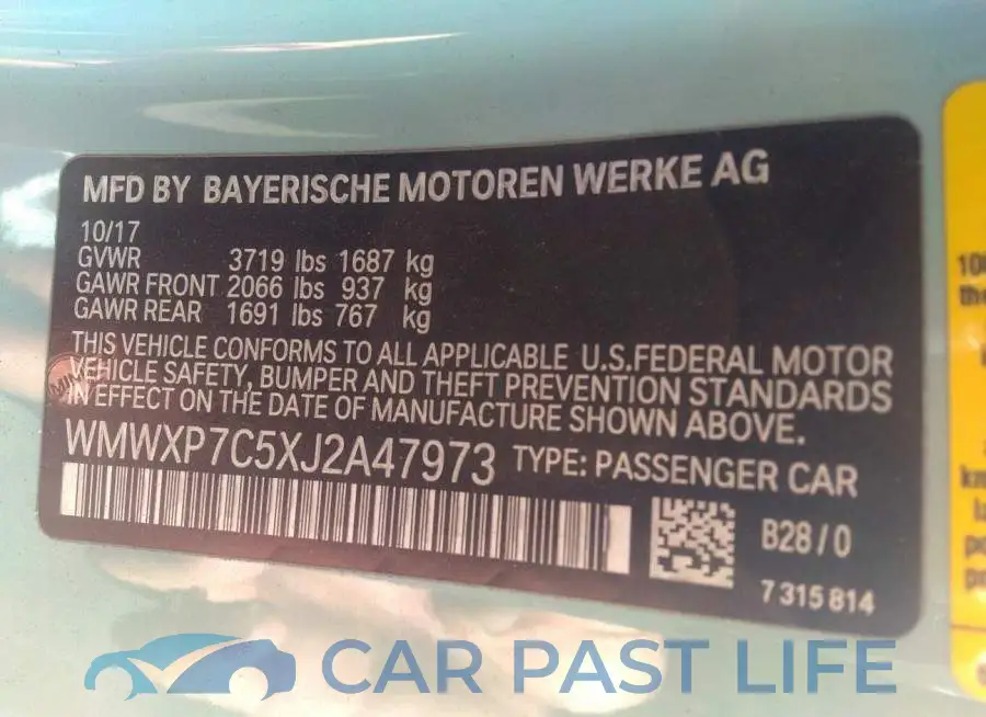 WMWXP7C5XJ2A47973# 9