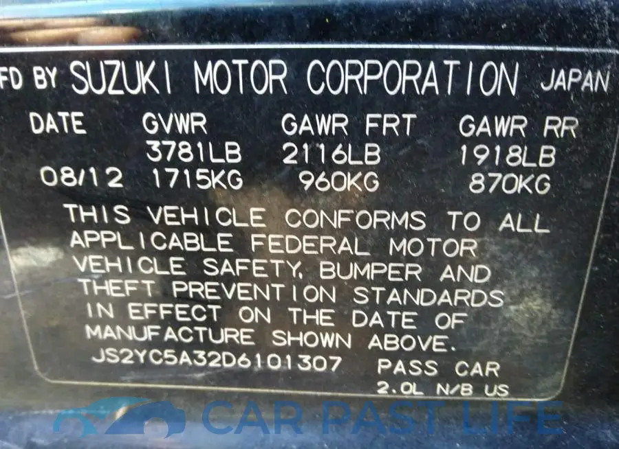 JS2YC5A32D6101307# 9
