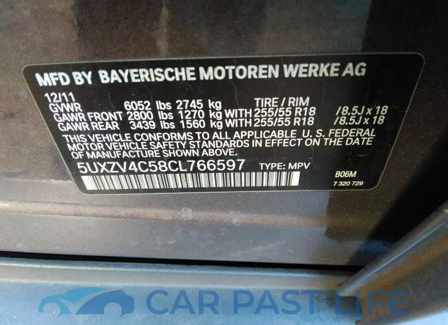 5UXZV4C58CL766597# 9