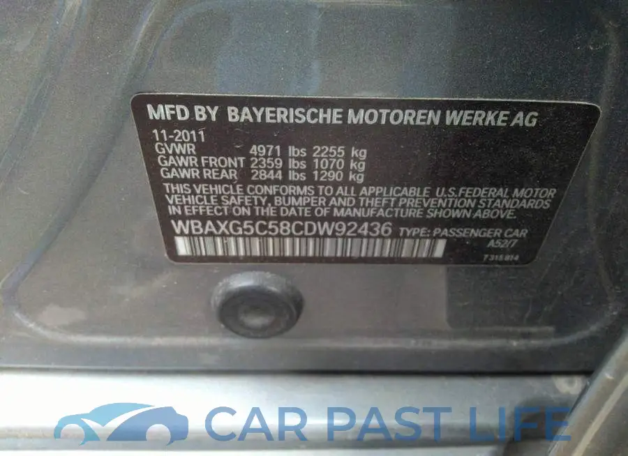 WBAXG5C58CDW92436# 9