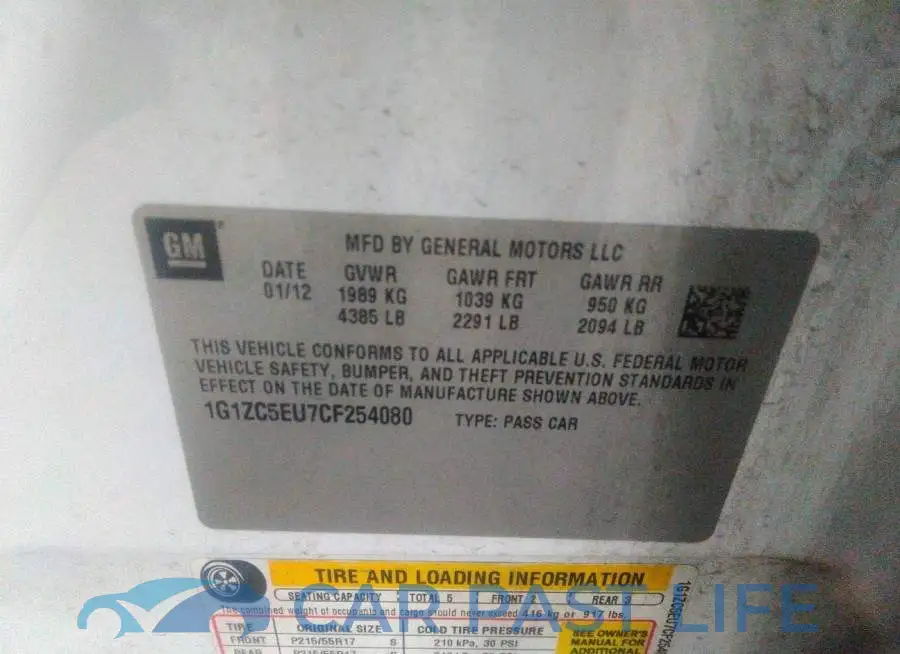 1G1ZC5EU7CF254080# 9