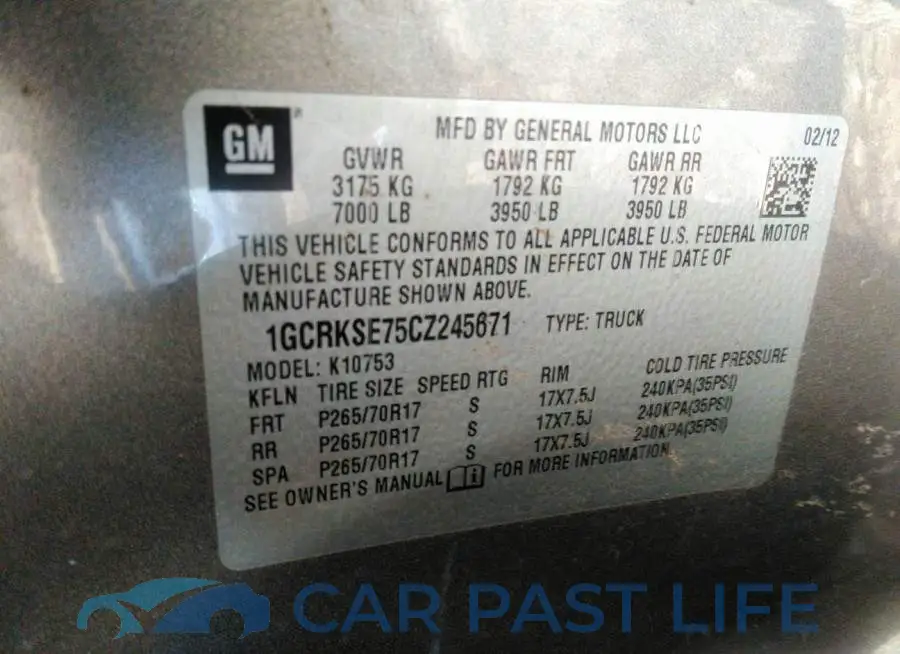 1GCRKSE75CZ245671# 9