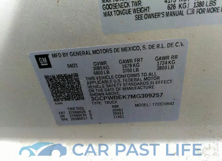 3GCPWBEK7MG309257# 9