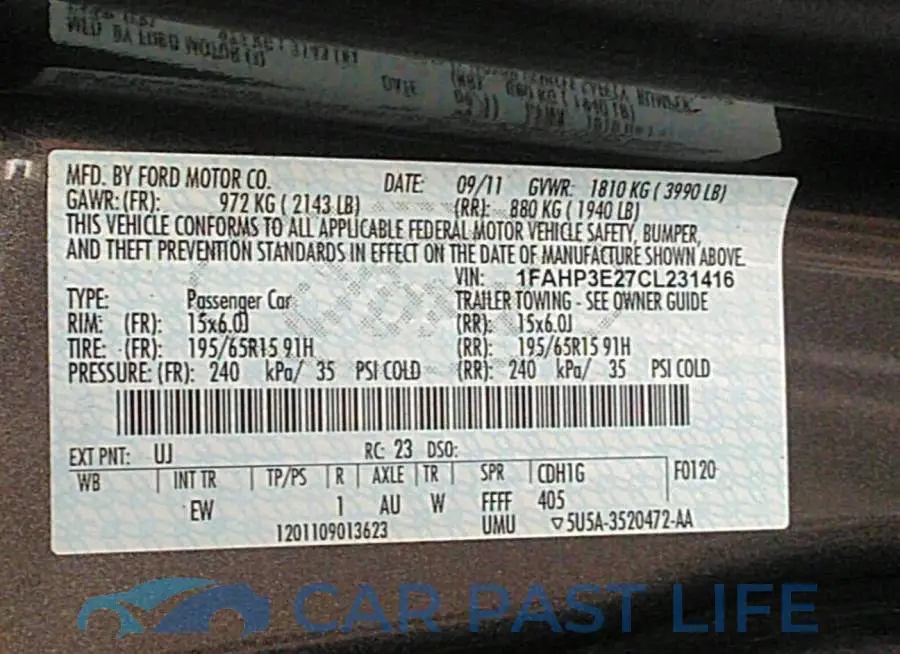 1FAHP3E27CL231416# 9