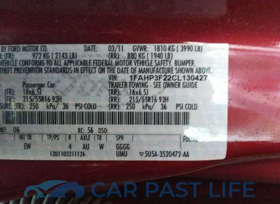 1FAHP3F22CL130427# 9