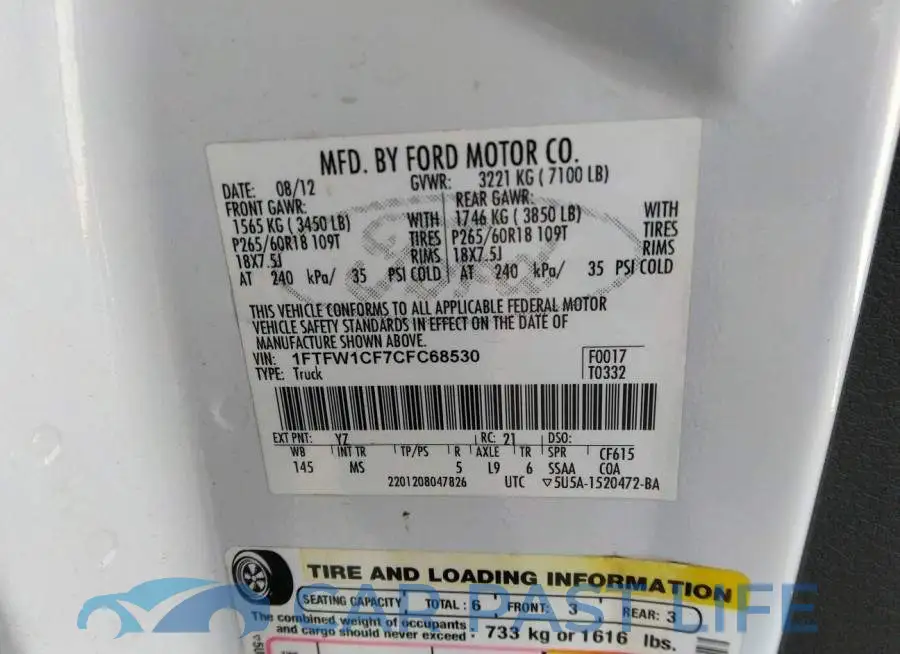 1FTFW1CF7CFC68530# 9
