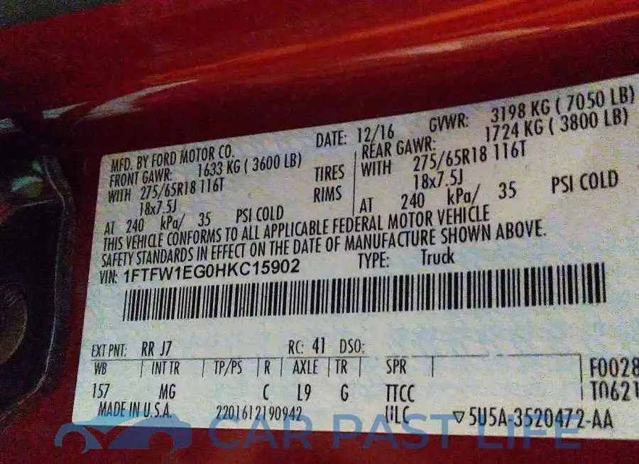 1FTFW1EG0HKC15902# 9