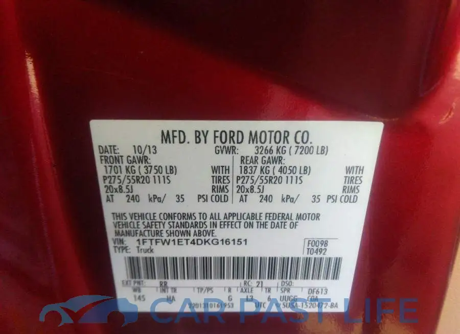 1FTFW1ET4DKG16151# 9