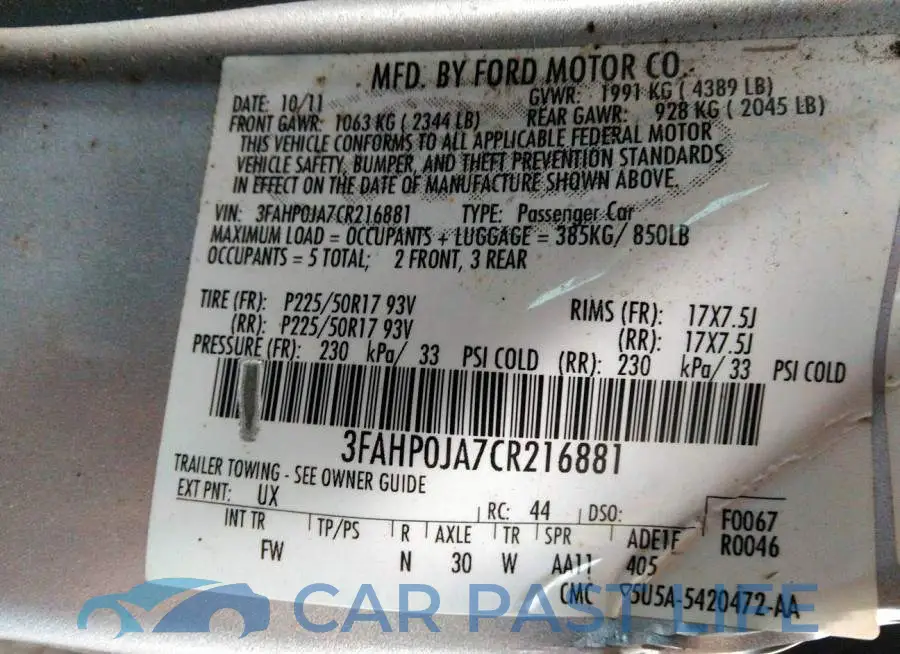 3FAHP0JA7CR216881# 9