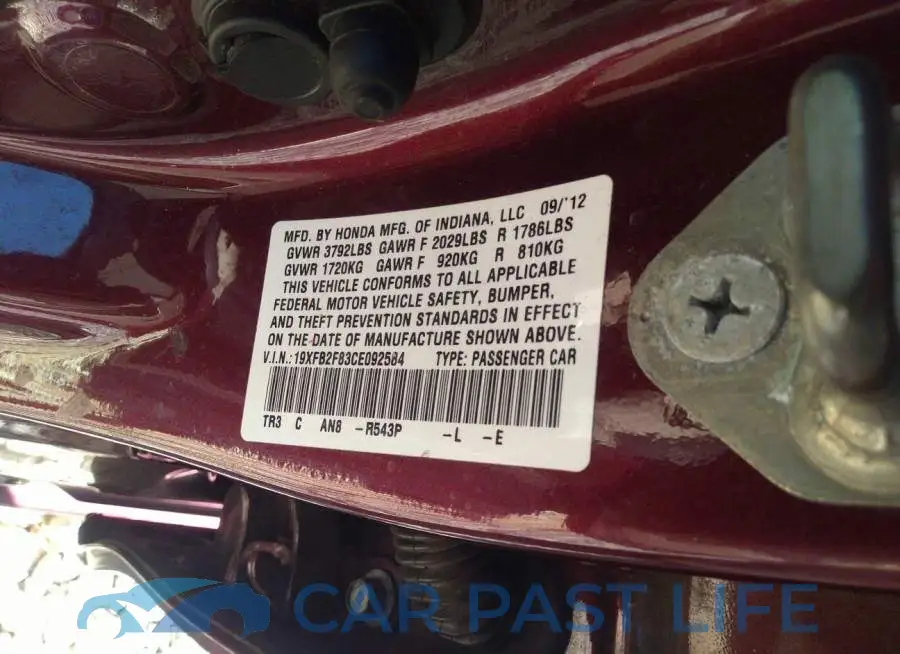 19XFB2F83CE092584# 9