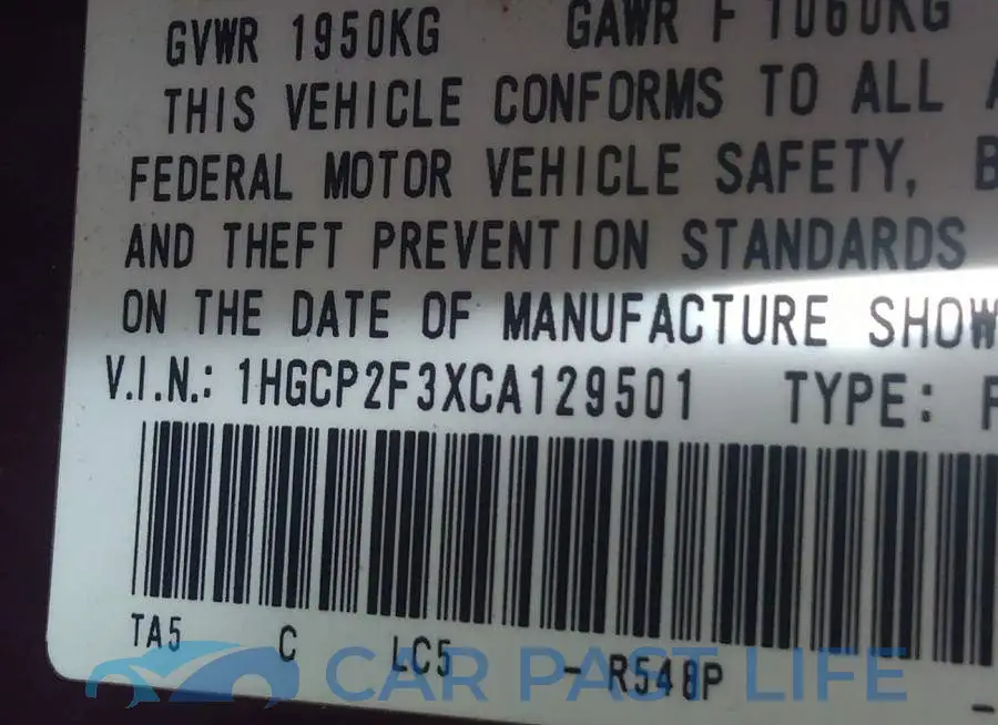 1HGCP2F3XCA129501# 9