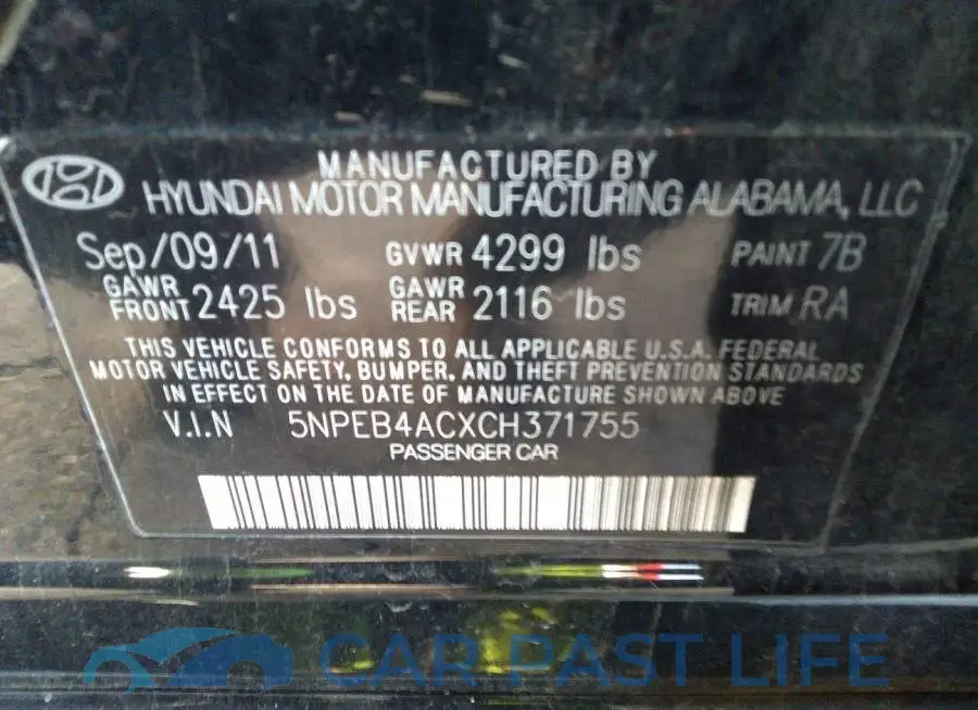 5NPEB4ACXCH371755# 9