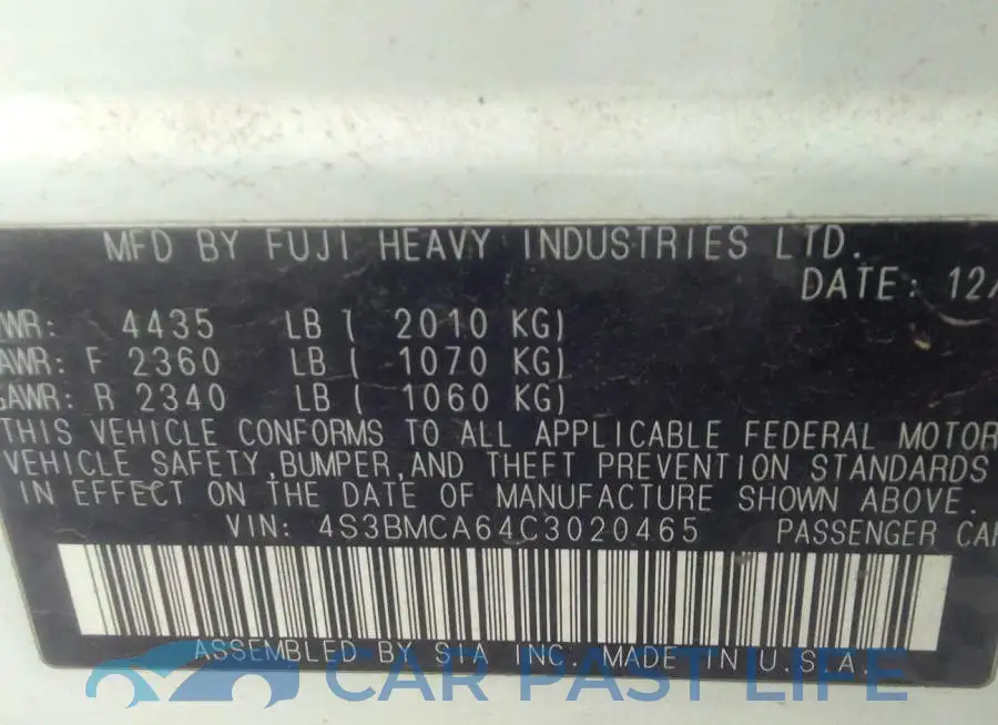 4S3BMCA64C3020465# 9
