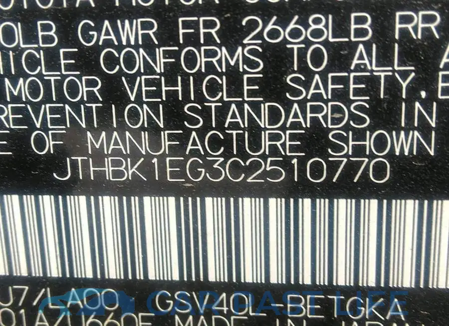 JTHBK1EG3C2510770# 9