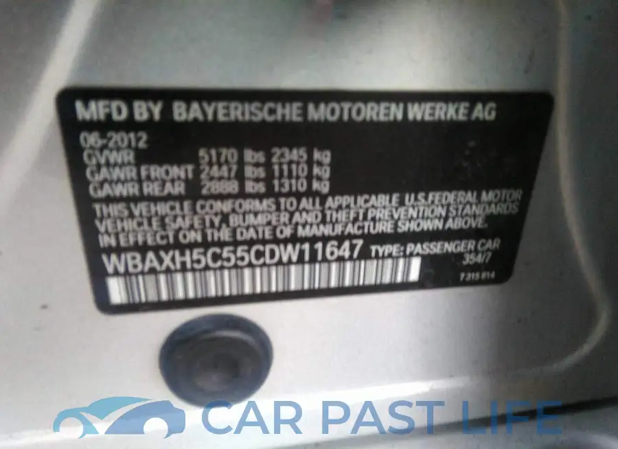 WBAXH5C55CDW11647# 9