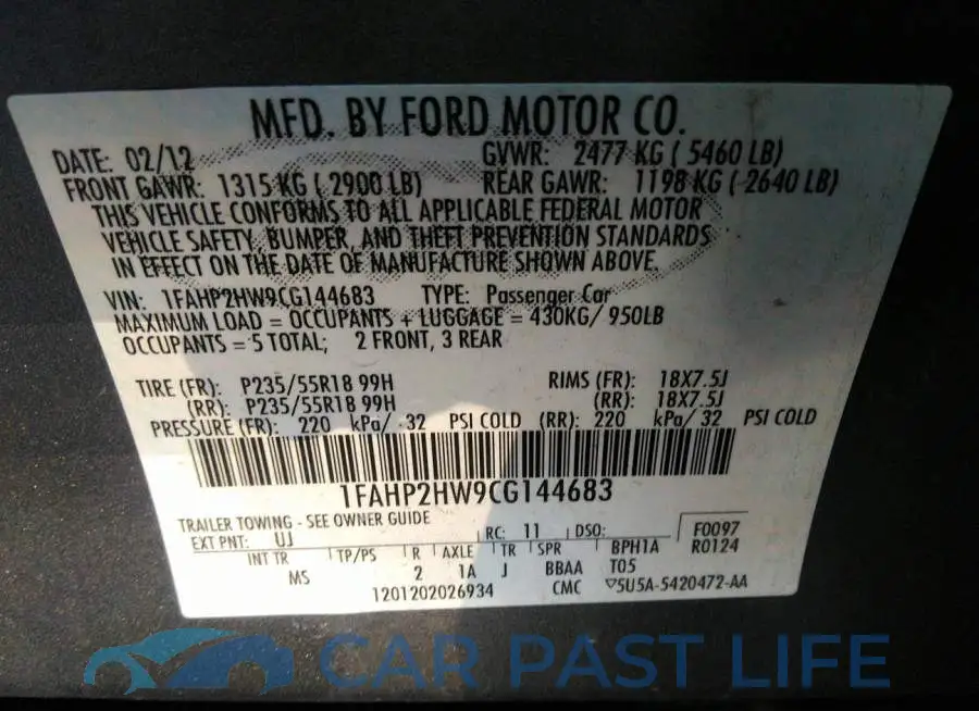 1FAHP2HW9CG144683# 9