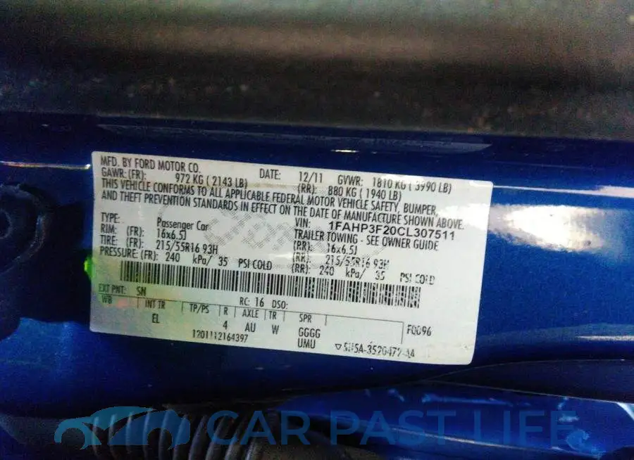 1FAHP3F20CL307511# 9