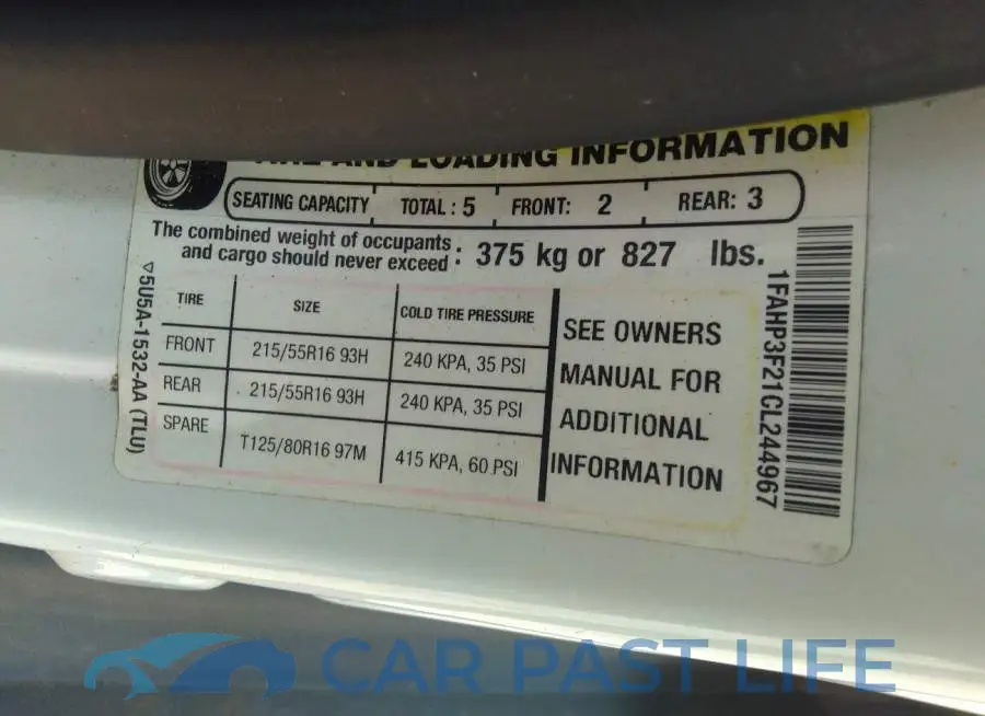 1FAHP3F21CL244967# 9