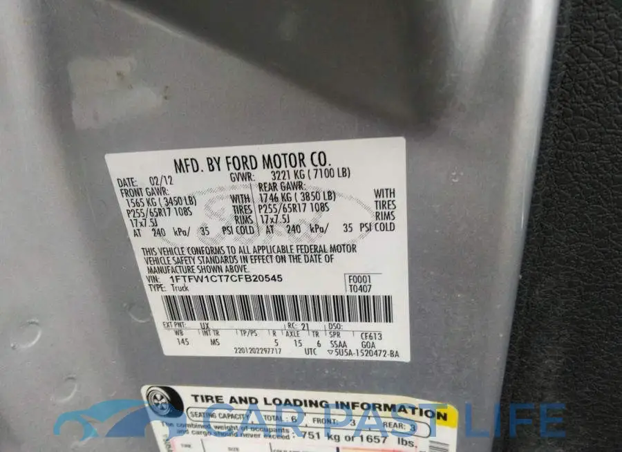 1FTFW1CT7CFB20545# 9