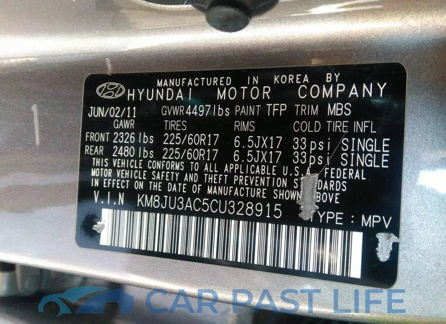 KM8JU3AC5CU328915# 9