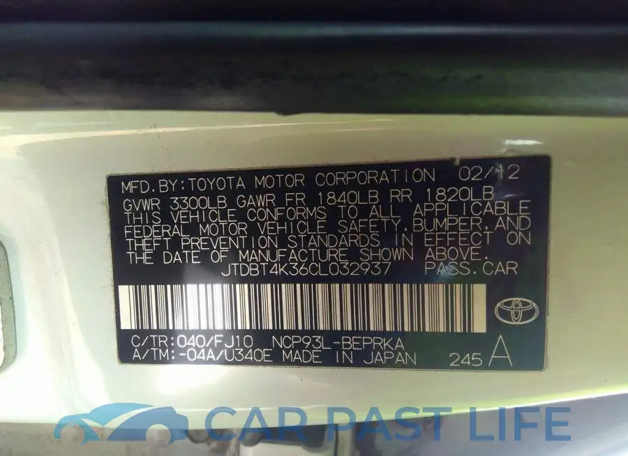 JTDBT4K36CL032937# 9