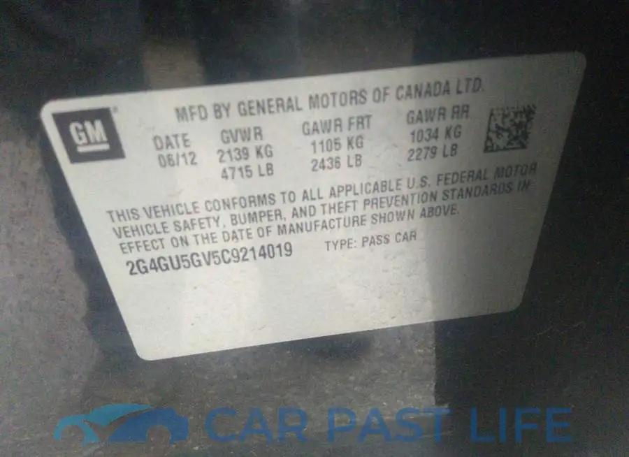 2G4GU5GV5C9214019# 9