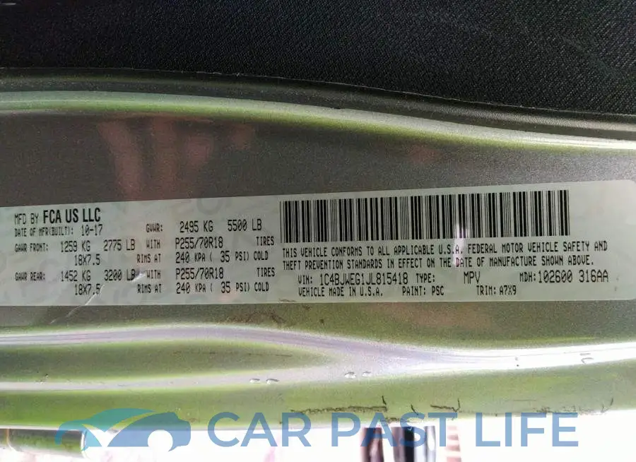 1C4BJWEG1JL815418# 9