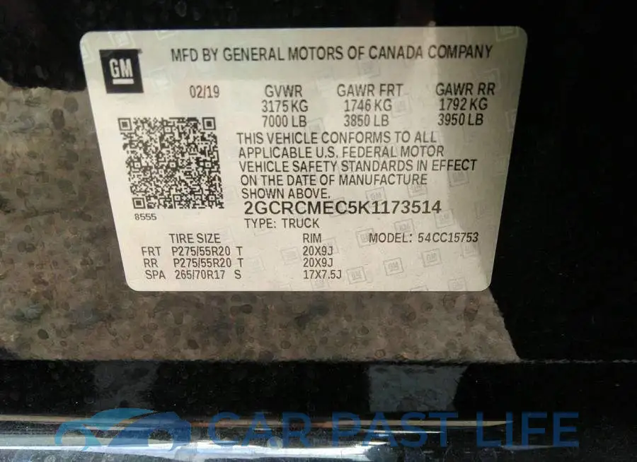2GCRCMEC5K1173514# 9