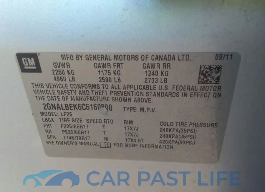 2GNALBEK6C6160890# 9