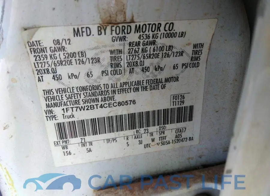 1FT7W2BT4CEC80576# 9
