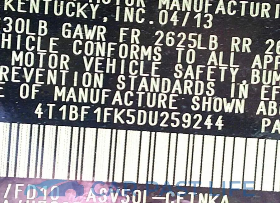 4T1BF1FK5DU259244# 9