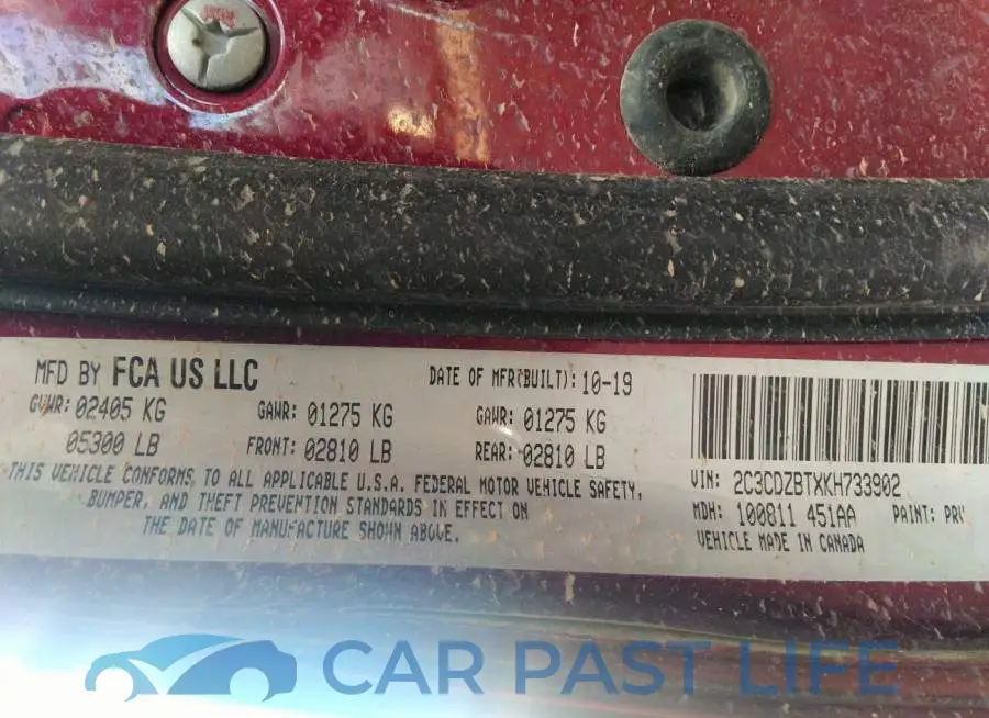 2C3CDZBTXKH733902# 9