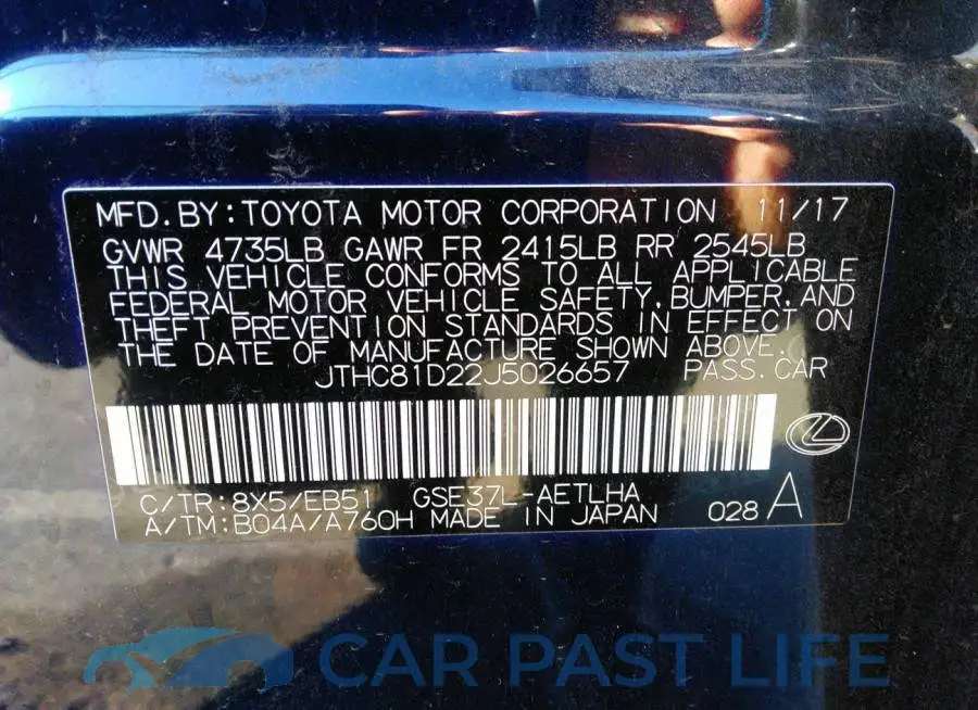 JTHC81D22J5026657# 9
