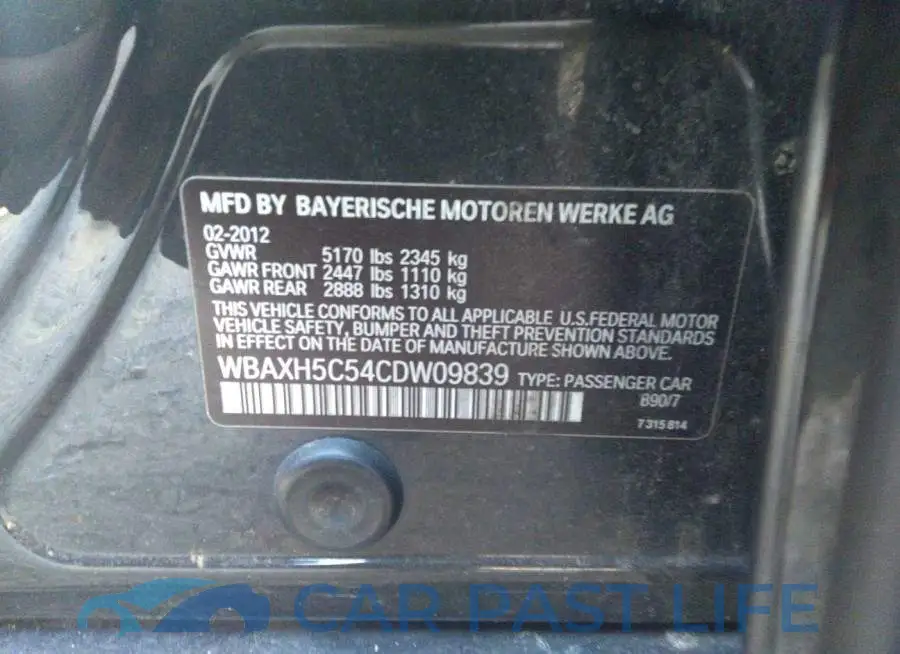 WBAXH5C54CDW09839# 9