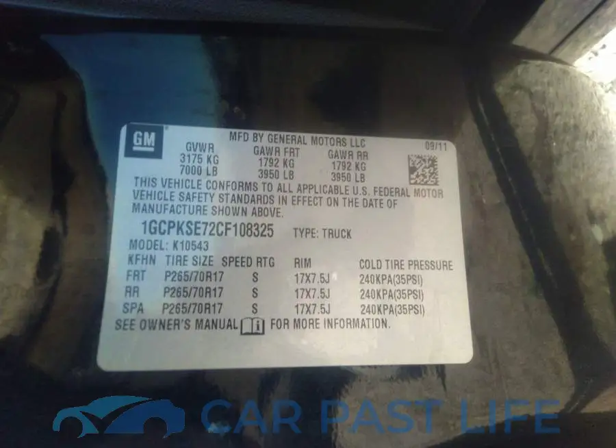 1GCPKSE72CF108325# 9